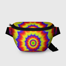 Поясная сумка 3D с принтом Tie-Dye в Новосибирске, 100% полиэстер | плотная ткань, ремень с регулируемой длиной, внутри несколько карманов для мелочей, основное отделение и карман с обратной стороны сумки застегиваются на молнию | abstract | colorful | dye | gradient | texture | tie | абстракция | градиент | дай | тай | текстура | цветной