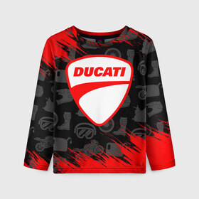 Детский лонгслив 3D с принтом DUCATI [2] в Новосибирске, 100% полиэстер | длинные рукава, круглый вырез горловины, полуприлегающий силуэт
 | Тематика изображения на принте: ducati | moto | дукати | мото | мотоцикл