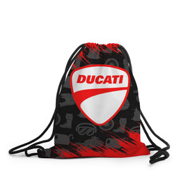 Рюкзак-мешок 3D с принтом DUCATI [2] в Новосибирске, 100% полиэстер | плотность ткани — 200 г/м2, размер — 35 х 45 см; лямки — толстые шнурки, застежка на шнуровке, без карманов и подкладки | ducati | moto | дукати | мото | мотоцикл