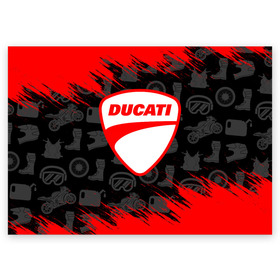 Поздравительная открытка с принтом DUCATI [2] в Новосибирске, 100% бумага | плотность бумаги 280 г/м2, матовая, на обратной стороне линовка и место для марки
 | ducati | moto | дукати | мото | мотоцикл