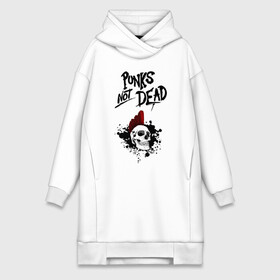 Платье-худи хлопок с принтом Punks not dead в Новосибирске,  |  | punk | punks | punks not dead | skull | ирокез | панк | панк не мёртв | панк не умер | панк череп | череп | череп с ирокезом