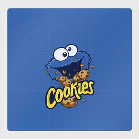 Магнитный плакат 3Х3 с принтом Cookies в Новосибирске, Полимерный материал с магнитным слоем | 9 деталей размером 9*9 см | cookie | cookiemonster | delicious | eat | monster | yummy | еда | коржик | куки | кукимонстр | монстр | печенье | сезам | сладости | улица | улицасезам