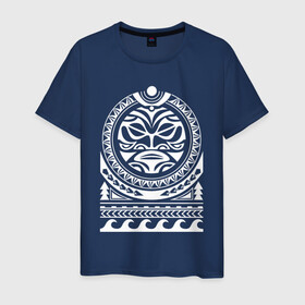Мужская футболка хлопок с принтом Солнце и скат в полинезия в Новосибирске, 100% хлопок | прямой крой, круглый вырез горловины, длина до линии бедер, слегка спущенное плечо. | Тематика изображения на принте: маори | мауи | орнамент | полинезийский стиль | полинезия | скат | солнце | тату | татуировка