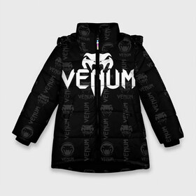 Зимняя куртка для девочек 3D с принтом VENUM ВЕНУМ в Новосибирске, ткань верха — 100% полиэстер; подклад — 100% полиэстер, утеплитель — 100% полиэстер. | длина ниже бедра, удлиненная спинка, воротник стойка и отстегивающийся капюшон. Есть боковые карманы с листочкой на кнопках, утяжки по низу изделия и внутренний карман на молнии. 

Предусмотрены светоотражающий принт на спинке, радужный светоотражающий элемент на пуллере молнии и на резинке для утяжки. | Тематика изображения на принте: mma | snake | sports | ufc | venum | venum mma | бокс | борьба | бренд | венум | единоборства | змея | мма | спорт | юфс