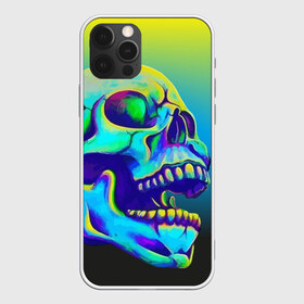 Чехол для iPhone 12 Pro Max с принтом Neon skull в Новосибирске, Силикон |  | color | grin | jaw | orbits | skull | teeth | зубы | оскал | пасть | цвет | череп