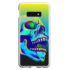 Чехол для Samsung S10E с принтом Neon skull в Новосибирске, Силикон | Область печати: задняя сторона чехла, без боковых панелей | color | grin | jaw | orbits | skull | teeth | зубы | оскал | пасть | цвет | череп