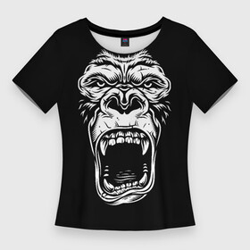 Женская футболка 3D Slim с принтом Face of gorilla в Новосибирске,  |  | арт | горилла | животные | звери | картинка | лицо гориллы | обезьяна | рисунок
