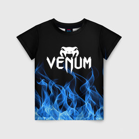 Детская футболка 3D с принтом VENUM. в Новосибирске, 100% гипоаллергенный полиэфир | прямой крой, круглый вырез горловины, длина до линии бедер, чуть спущенное плечо, ткань немного тянется | Тематика изображения на принте: mma | sport | venum | бокс | венум | единоборство | мма | спорт