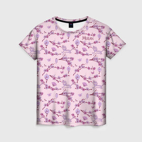 Женская футболка 3D с принтом Mulan Flowers Pattern в Новосибирске, 100% полиэфир ( синтетическое хлопкоподобное полотно) | прямой крой, круглый вырез горловины, длина до линии бедер | Тематика изображения на принте: mulan | vdosadir | бэрри кук | китай | мулан | сакура | тони бэнкрофт