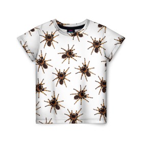 Детская футболка 3D с принтом В пауках в Новосибирске, 100% гипоаллергенный полиэфир | прямой крой, круглый вырез горловины, длина до линии бедер, чуть спущенное плечо, ткань немного тянется | Тематика изображения на принте: pattern | spider | джунгли | дикие | животные | жуки | звери | лапы | мерзкие | монстр | насекомые | паттерн | паук | пауки | паутина | паучок | птицеед | страшный | существа | тараканы | тарантул | тропики