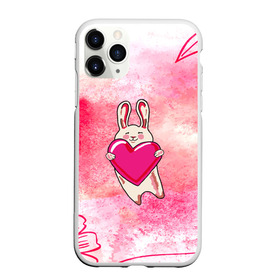 Чехол для iPhone 11 Pro матовый с принтом Влюбленный Зайчик в Новосибирске, Силикон |  | like | love | loveis | pink | валентин | влюбленным | женщинам | животные | зайка | зайчик | заяц | звери | каваи | кролик | лапки | люблю | любовь | мордочка | няшный | подарок | прикольный | сердечки | сердце