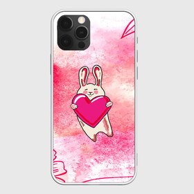 Чехол для iPhone 12 Pro Max с принтом Влюбленный Зайчик в Новосибирске, Силикон |  | like | love | loveis | pink | валентин | влюбленным | женщинам | животные | зайка | зайчик | заяц | звери | каваи | кролик | лапки | люблю | любовь | мордочка | няшный | подарок | прикольный | сердечки | сердце