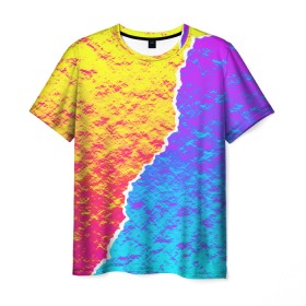 Мужская футболка 3D с принтом Цветные переливы в Новосибирске, 100% полиэфир | прямой крой, круглый вырез горловины, длина до линии бедер | Тематика изображения на принте: абстрактный | блестящие | волны | геометрия | градиент | краски | летний | лето | море | небо | неоновые | облака | океан | перламутр | поп | радуга | радужный | разноцветные | река | ретро | русалка