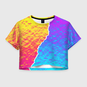 Женская футболка Crop-top 3D с принтом Цветные переливы в Новосибирске, 100% полиэстер | круглая горловина, длина футболки до линии талии, рукава с отворотами | абстрактный | блестящие | волны | геометрия | градиент | краски | летний | лето | море | небо | неоновые | облака | океан | перламутр | поп | радуга | радужный | разноцветные | река | ретро | русалка