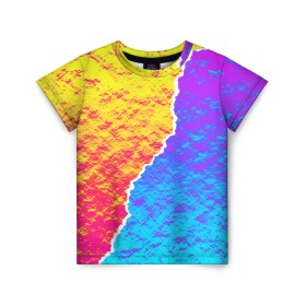 Детская футболка 3D с принтом Цветные переливы в Новосибирске, 100% гипоаллергенный полиэфир | прямой крой, круглый вырез горловины, длина до линии бедер, чуть спущенное плечо, ткань немного тянется | Тематика изображения на принте: абстрактный | блестящие | волны | геометрия | градиент | краски | летний | лето | море | небо | неоновые | облака | океан | перламутр | поп | радуга | радужный | разноцветные | река | ретро | русалка