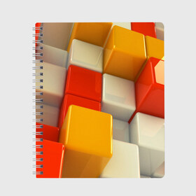 Тетрадь с принтом КУБЫ 3D в Новосибирске, 100% бумага | 48 листов, плотность листов — 60 г/м2, плотность картонной обложки — 250 г/м2. Листы скреплены сбоку удобной пружинной спиралью. Уголки страниц и обложки скругленные. Цвет линий — светло-серый
 | abstract | abstraction | geometry | line | pattern | psy | абстрактный | абстракция | геометрия | краски | кубики | линии | неоновые | неоновый | психоделика | текстура