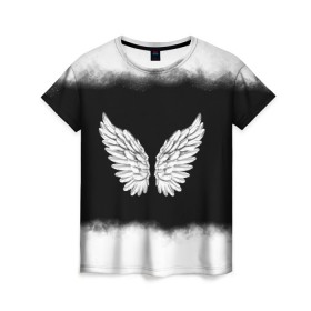 Женская футболка 3D с принтом Im an angel в Новосибирске, 100% полиэфир ( синтетическое хлопкоподобное полотно) | прямой крой, круглый вырез горловины, длина до линии бедер | angel | birds | fly | wings | ангел | бабочка | богиня | воздушный | демон | дым | космос | крылья | лебедь | летать | летучий | милые | мифические | небесный | небо | облако | пегас | перья | прикольные | птица | рай