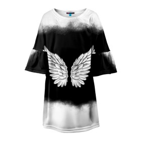 Детское платье 3D с принтом Im an angel в Новосибирске, 100% полиэстер | прямой силуэт, чуть расширенный к низу. Круглая горловина, на рукавах — воланы | angel | birds | fly | wings | ангел | бабочка | богиня | воздушный | демон | дым | космос | крылья | лебедь | летать | летучий | милые | мифические | небесный | небо | облако | пегас | перья | прикольные | птица | рай