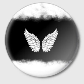 Значок с принтом Im an angel в Новосибирске,  металл | круглая форма, металлическая застежка в виде булавки | angel | birds | fly | wings | ангел | бабочка | богиня | воздушный | демон | дым | космос | крылья | лебедь | летать | летучий | милые | мифические | небесный | небо | облако | пегас | перья | прикольные | птица | рай