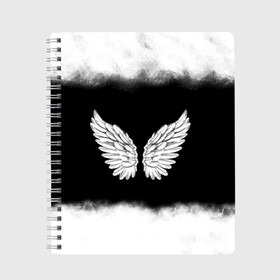 Тетрадь с принтом Im an angel в Новосибирске, 100% бумага | 48 листов, плотность листов — 60 г/м2, плотность картонной обложки — 250 г/м2. Листы скреплены сбоку удобной пружинной спиралью. Уголки страниц и обложки скругленные. Цвет линий — светло-серый
 | Тематика изображения на принте: angel | birds | fly | wings | ангел | бабочка | богиня | воздушный | демон | дым | космос | крылья | лебедь | летать | летучий | милые | мифические | небесный | небо | облако | пегас | перья | прикольные | птица | рай