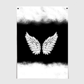 Постер с принтом Im an angel в Новосибирске, 100% бумага
 | бумага, плотность 150 мг. Матовая, но за счет высокого коэффициента гладкости имеет небольшой блеск и дает на свету блики, но в отличии от глянцевой бумаги не покрыта лаком | angel | birds | fly | wings | ангел | бабочка | богиня | воздушный | демон | дым | космос | крылья | лебедь | летать | летучий | милые | мифические | небесный | небо | облако | пегас | перья | прикольные | птица | рай