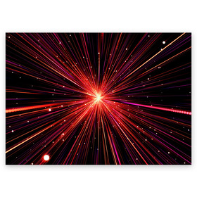 Поздравительная открытка с принтом Рождение Сверхновой в Новосибирске, 100% бумага | плотность бумаги 280 г/м2, матовая, на обратной стороне линовка и место для марки
 | бесконечность | взрыв | вселенная | галактика | движение | звезда | звездная | звезды | искры | космический | космос | линии | материя | неоновый | нло | ночь | огни | огонь | оптические | петарда