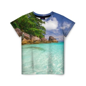 Детская футболка 3D с принтом Пхукет в Новосибирске, 100% гипоаллергенный полиэфир | прямой крой, круглый вырез горловины, длина до линии бедер, чуть спущенное плечо, ткань немного тянется | phuket | бангкок | королевство | курорт | море | острова | отдых | пальмы | песок | пляж | природа | путешествие | солнце | тай | тайланд