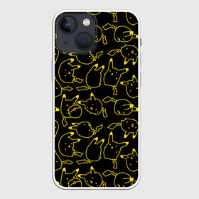 Чехол для iPhone 13 mini с принтом Покемоны в Новосибирске,  |  | doodling | pikachu | pokemon | textures | дудлинг | желтый покемон | пика пика | пикачу | покемон | покемоны | стикербомбинг | текстуры | фон