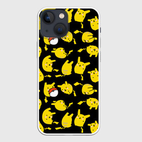 Чехол для iPhone 13 mini с принтом Пикачу в Новосибирске,  |  | doodling | pikachu | pokemon | textures | дудлинг | желтый покемон | пика пика | пикачу | покемон | покемоны | стикербомбинг | текстуры | фон