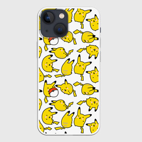 Чехол для iPhone 13 mini с принтом Пикачу в Новосибирске,  |  | doodling | pikachu | pokemon | textures | дудлинг | желтый покемон | пика пика | пикачу | покемон | покемоны | стикербомбинг | текстуры | фон