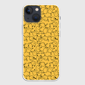 Чехол для iPhone 13 mini с принтом Покемон Пикачу в Новосибирске,  |  | doodling | pikachu | pokemon | textures | дудлинг | желтый покемон | пика пика | пикачу | покемон | покемоны | стикербомбинг | текстуры | фон
