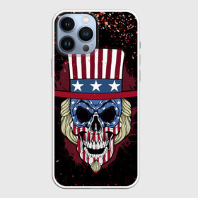 Чехол для iPhone 13 Pro Max с принтом Американский череп | American Skull (Z) в Новосибирске,  |  | Тематика изображения на принте: shaman | skull | вождь | гот | дух | кладбище | крылья | мертвец | мертвый | панк | перья | рок | скелет | череп | шаман | эмо