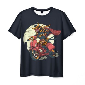 Мужская футболка 3D с принтом Samurai Biker (Z) в Новосибирске, 100% полиэфир | прямой крой, круглый вырез горловины, длина до линии бедер | 2020 | auto | bike | moto | motorcycle | samurai | sport | авто | автомобиль | автомобильные | байк | бренд | буке | воин | вояк | марка | машины | мононофу | мото | мотоциклы | мститель | мушя | ниндзя | сабурай | самурай | слуга