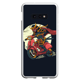 Чехол для Samsung S10E с принтом Samurai Biker (Z) в Новосибирске, Силикон | Область печати: задняя сторона чехла, без боковых панелей | Тематика изображения на принте: 2020 | auto | bike | moto | motorcycle | samurai | sport | авто | автомобиль | автомобильные | байк | бренд | буке | воин | вояк | марка | машины | мононофу | мото | мотоциклы | мститель | мушя | ниндзя | сабурай | самурай | слуга