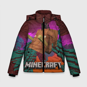 Зимняя куртка для мальчиков 3D с принтом Майнкрафт Minecraft Hoglin в Новосибирске, ткань верха — 100% полиэстер; подклад — 100% полиэстер, утеплитель — 100% полиэстер | длина ниже бедра, удлиненная спинка, воротник стойка и отстегивающийся капюшон. Есть боковые карманы с листочкой на кнопках, утяжки по низу изделия и внутренний карман на молнии. 

Предусмотрены светоотражающий принт на спинке, радужный светоотражающий элемент на пуллере молнии и на резинке для утяжки | 1.16 | hoglin | minecraft | nether | майнкрафт | хоглин