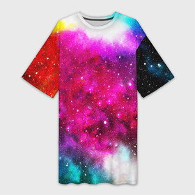 Платье-футболка 3D с принтом Туманность в Новосибирске,  |  | Тематика изображения на принте: space | stars | абстракция | бесконечный | блестящий | вселенная | галактика | дым | звездная | звезды | космический | космос | краски | лето | материя | небо | неоновый | нло | ночь | облака | планеты | радуга
