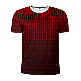 Мужская футболка 3D спортивная с принтом текстура красный градиент в Новосибирске, 100% полиэстер с улучшенными характеристиками | приталенный силуэт, круглая горловина, широкие плечи, сужается к линии бедра | геометрия | градиент | красный | линии | поверхность | простота | симметрия | текстура | точки | черный