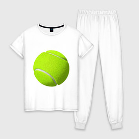 Женская пижама хлопок с принтом Теннис в Новосибирске, 100% хлопок | брюки и футболка прямого кроя, без карманов, на брюках мягкая резинка на поясе и по низу штанин | exclusive merch | большой | игра | мяч | спорт | теннис