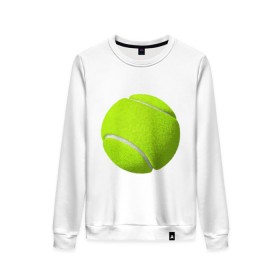 Женский свитшот хлопок с принтом Теннис в Новосибирске, 100% хлопок | прямой крой, круглый вырез, на манжетах и по низу широкая трикотажная резинка  | exclusive merch | большой | игра | мяч | спорт | теннис