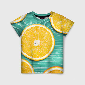 Детская футболка 3D с принтом Апельсины в Новосибирске, 100% гипоаллергенный полиэфир | прямой крой, круглый вырез горловины, длина до линии бедер, чуть спущенное плечо, ткань немного тянется | апельсин | дерево | лето | фрукты