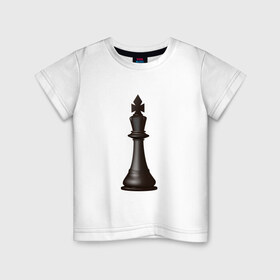Детская футболка хлопок с принтом Король в Новосибирске, 100% хлопок | круглый вырез горловины, полуприлегающий силуэт, длина до линии бедер | Тематика изображения на принте: exclusive merch | игра | интеллектуальная | король | спорт | фигура | шахматы