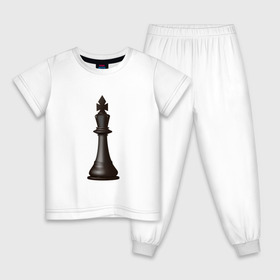 Детская пижама хлопок с принтом Король в Новосибирске, 100% хлопок |  брюки и футболка прямого кроя, без карманов, на брюках мягкая резинка на поясе и по низу штанин
 | exclusive merch | игра | интеллектуальная | король | спорт | фигура | шахматы
