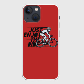 Чехол для iPhone 13 mini с принтом Just Enjoy the Ride (Z) в Новосибирске,  |  | bicycle | bicyclist | bike | biker | bmx | cycle | rider | байкер | бмх | вело | велогонщик | велосепедист | велосипед | велоспорт | гонщик