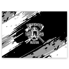 Поздравительная открытка с принтом FIREFIGHTER 1649 RUSSIA в Новосибирске, 100% бумага | плотность бумаги 280 г/м2, матовая, на обратной стороне линовка и место для марки
 | Тематика изображения на принте: 112 | 27 декабря | firefighter | багор | белая | герб | гкчс | знак | лого | логотип | маска | мчс | мчсник | пожарная охрана | пожарник | пожарный | пч | россии | рф | серая | символ | служба | состаренная