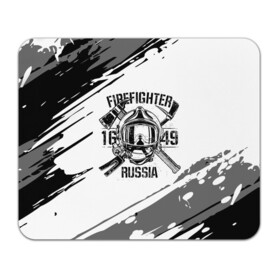 Коврик для мышки прямоугольный с принтом FIREFIGHTER 1649 RUSSIA в Новосибирске, натуральный каучук | размер 230 х 185 мм; запечатка лицевой стороны | Тематика изображения на принте: 112 | 27 декабря | firefighter | багор | белая | герб | гкчс | знак | лого | логотип | маска | мчс | мчсник | пожарная охрана | пожарник | пожарный | пч | россии | рф | серая | символ | служба | состаренная