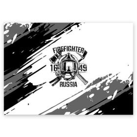 Поздравительная открытка с принтом FIREFIGHTER 1649 RUSSIA в Новосибирске, 100% бумага | плотность бумаги 280 г/м2, матовая, на обратной стороне линовка и место для марки
 | Тематика изображения на принте: 112 | 27 декабря | firefighter | багор | белая | герб | гкчс | знак | лого | логотип | маска | мчс | мчсник | пожарная охрана | пожарник | пожарный | пч | россии | рф | серая | символ | служба | состаренная
