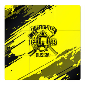 Магнитный плакат 3Х3 с принтом FIREFIGHTER 1649 RUSSIA в Новосибирске, Полимерный материал с магнитным слоем | 9 деталей размером 9*9 см | Тематика изображения на принте: 112 | firefighter | багор | герб | гкчс | желтая | знак | лого | логотип | мчс | мчсник | пожарная охрана | пожарник | пожарный | пч | россии | рф | серая | символ | служба | спасатель | спасения | топор | флаг