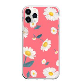 Чехол для iPhone 11 Pro Max матовый с принтом Ромашки в Новосибирске, Силикон |  | белый | для девушек | желтый | летний принт | листочки цветов | розовый фон | ромашка | ромашки | цветочки | цветы