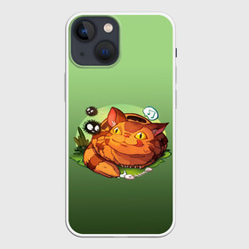 Чехол для iPhone 13 mini с принтом Catbus Studio Ghibli Котобус в Новосибирске,  |  | catbus | studio ghibli | susuwatari | аниме | детский | зеленые | картинка | кот | котенок | котик | котобус | котобусенок | милый | миядзаки | мур | мурчание | персонаж | рисунок | рыжий | сажа | студия гибли | тоторо