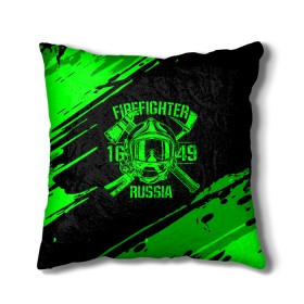 Подушка 3D с принтом FIREFIGHTER 1649 RUSSIA в Новосибирске, наволочка – 100% полиэстер, наполнитель – холлофайбер (легкий наполнитель, не вызывает аллергию). | состоит из подушки и наволочки. Наволочка на молнии, легко снимается для стирки | 112 | firefighter | багор | герб | гкчс | зеленая | знак | лого | логотип | мчс | мчсник | пожарная охрана | пожарник | пожарный | пч | россии | рф | серая | символ | служба | спасатель | спасения | топор | флаг